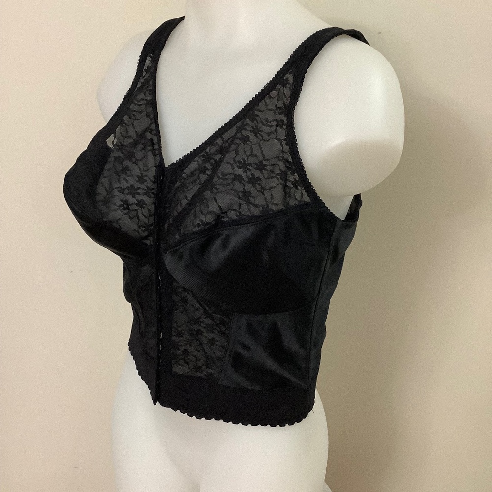 Exquisite long-line black lace bra 40DD